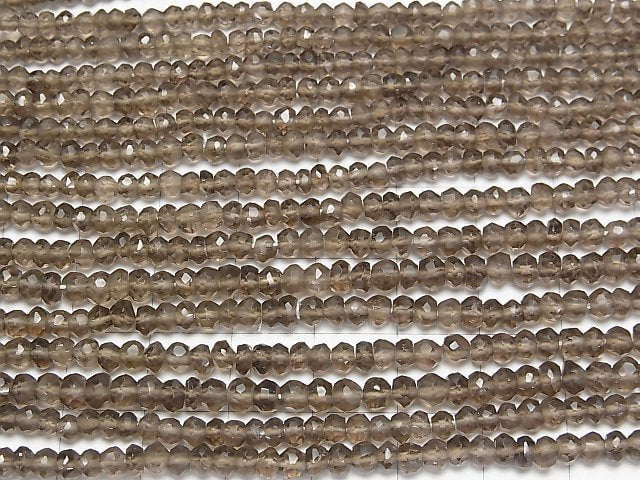 High Quality Smoky Quartz AAA- Faceted Button Rondelle  1strand beads (aprx.12inch/30cm)