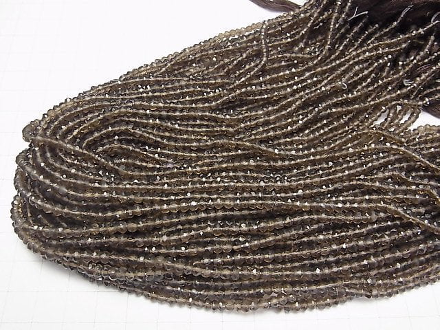 High Quality Smoky Quartz AAA- Faceted Button Roundel  1strand beads (aprx.12inch/30cm)