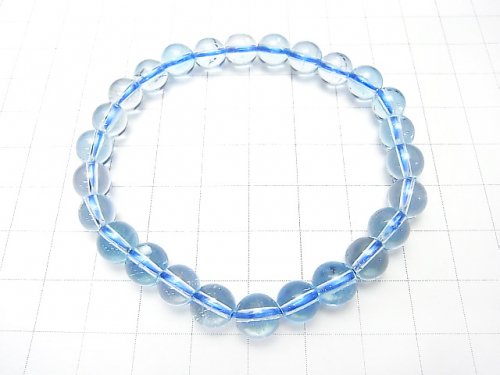 [Video] [One of a kind] High Quality Sky Blue Topaz AAA+ Round 7mm Bracelet NO.327