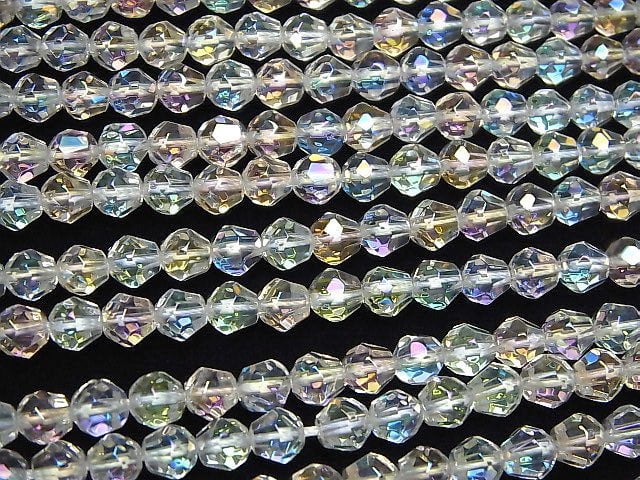 [Video] Aqua Crystal  Faceted Drop 6x6x6mm half or 1strand beads (aprx.15inch/38cm)