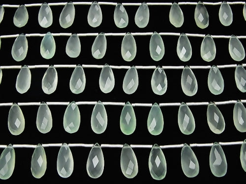 High Quality Light Green Chalcedony AAA Pear shape Faceted Briolette 15 x 7 x 4 mm half or 1 strand beads (aprx.6 inch / 15 cm)