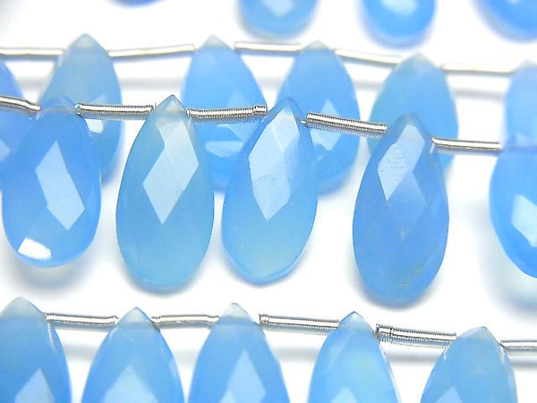 Chalcedony, Faceted Briolette, Pear Shape Gemstone Beads
