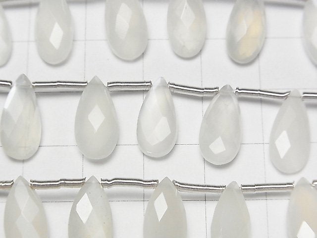 [Video] High Quality White Moonstone AAA- Pear shape Faceted Briolette 15 x 7 mm half or 1 strand (15 pcs)