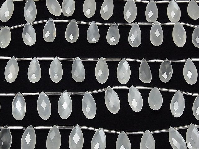 [Video] High Quality White Moonstone AAA- Pear shape Faceted Briolette 15 x 7 mm half or 1 strand (15 pcs)