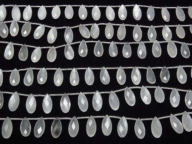 [Video] High Quality White Moonstone AAA- Pear shape Faceted Briolette 15 x 7 mm half or 1 strand (15 pcs)