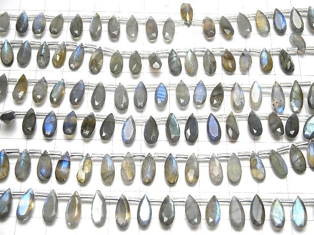 [Video]High Quality Labradorite AA++ Pear shape Faceted 12x5mm half or 1strand (18pcs )