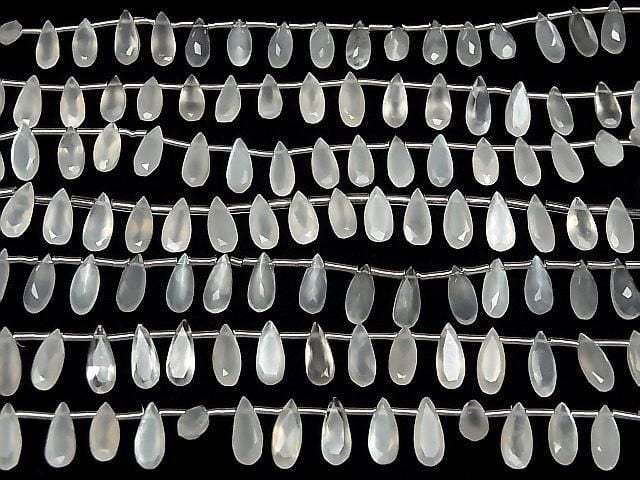 高品質白色月光石 AAA 梨形刻面 12x5mm 1串珠子 (18顆)