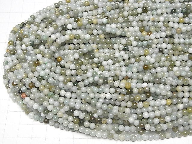 1strand $8.79! Burma Jadeite A Mix Color Round 4mm 1strand beads (aprx.15inch / 38cm)