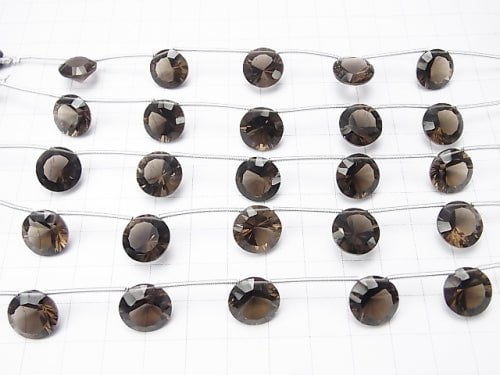 1strand $15.99! High Quality Smoky Quartz AAA Coin  Concave Cut 12x12mm 1strand (5pcs )