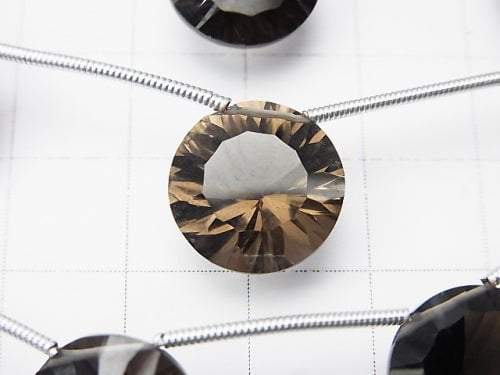 1strand $17.99! High Quality Smoky Quartz AAA Coin  Concave Cut 13x13mm 1strand (5pcs )