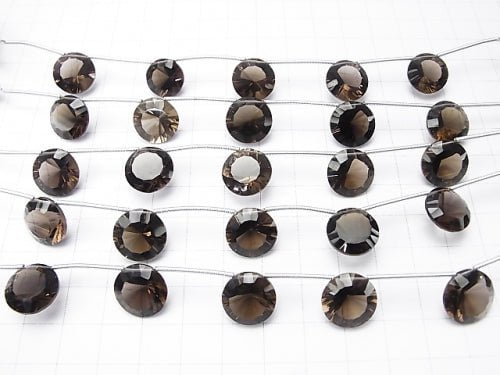 1strand $17.99! High Quality Smoky Quartz AAA Coin  Concave Cut 13x13mm 1strand (5pcs )