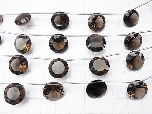 [Video] 1strand $22.99! High Quality Smoky Quartz AAA Coin  Concave Cut 14x14mm 1strand (5pcs )