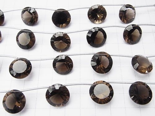 1strand $25.99! High Quality Smoky Quartz AAA Coin  Concave Cut 15x15mm 1strand (5pcs )