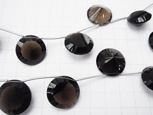 1strand $39.99! High Quality Smoky Quartz AAA Coin  Concave Cut 19x19mm 1strand (5pcs )