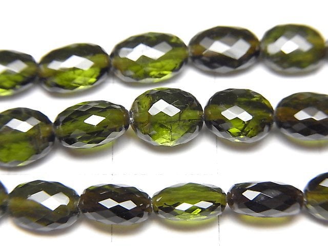 [Video]MicroCut High Quality Green Tourmaline AAA Faceted Oval half or 1strand beads (aprx.4inch/9cm)