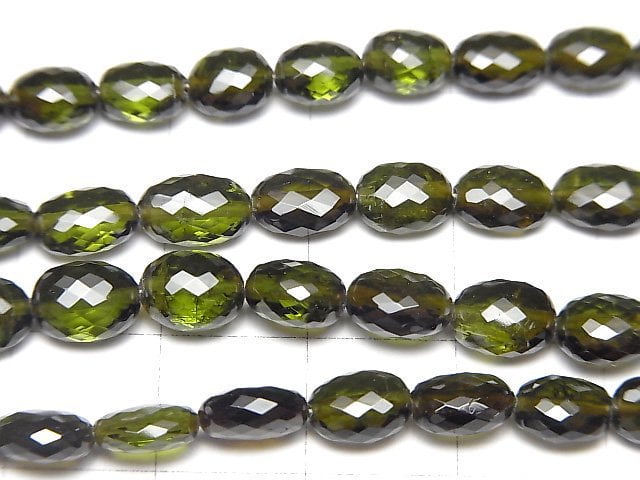 [Video]MicroCut High Quality Green Tourmaline AAA Faceted Oval half or 1strand beads (aprx.4inch/9cm)