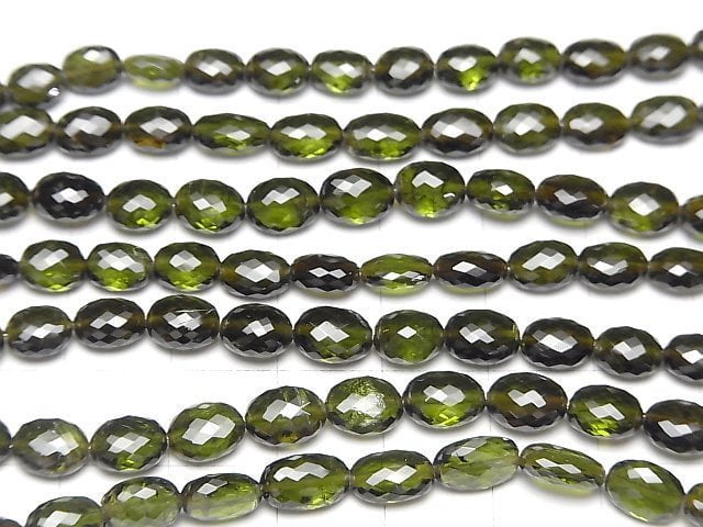 [Video]MicroCut High Quality Green Tourmaline AAA Faceted Oval half or 1strand beads (aprx.4inch/9cm)