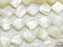 High quality White Shell (Silver-lip Oyster) AAA Diamond Shape 10 x 10 x 4 mm 1/4 or 1strand beads (aprx.15 inch / 38 cm)