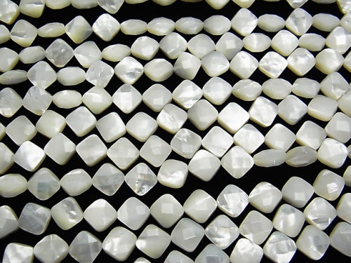 High quality White Shell (Silver-lip Oyster) AAA Diamond Shape 10 x 10 x 4 mm 1/4 or 1strand beads (aprx.15 inch / 38 cm)