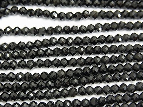 1strand $16.99! High Quality! Black Tourmaline AAA Faceted Button Roundel 1strand beads (aprx.15inch / 38cm)