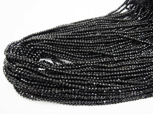 1strand $16.99! High Quality! Black Tourmaline AAA Faceted Button Roundel 1strand beads (aprx.15inch / 38cm)