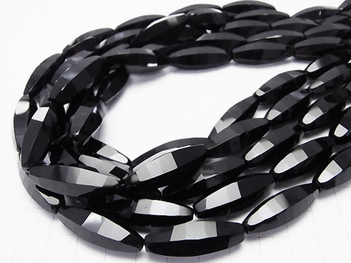 Onyx  Rice 6Faceted xMultiple Facets 30x10x10mm half or 1strand beads (aprx.13inch/32cm)