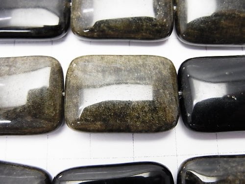 1strand $9.79! Golden Sheen Obsidian rectangle 25x18x7mm 1strand beads (aprx.15inch / 38cm)