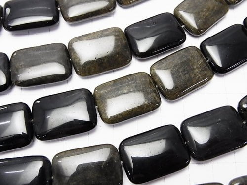 1strand $9.79! Golden Sheen Obsidian rectangle 25x18x7mm 1strand beads (aprx.15inch / 38cm)