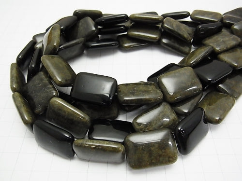1strand $9.79! Golden Sheen Obsidian rectangle 25x18x7mm 1strand beads (aprx.15inch / 38cm)