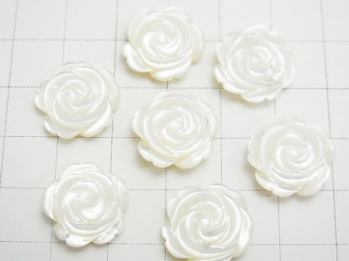 [Video] High Quality White Shell (Silver-lip Oyster) Rose 15mm [Half Drilled Hole] 2pcs