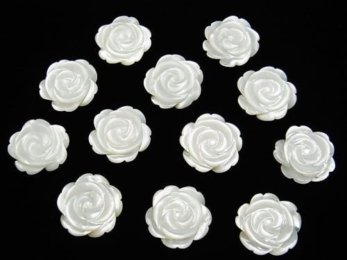 [Video] High Quality White Shell (Silver-lip Oyster) Rose 15mm [Half Drilled Hole] 2pcs