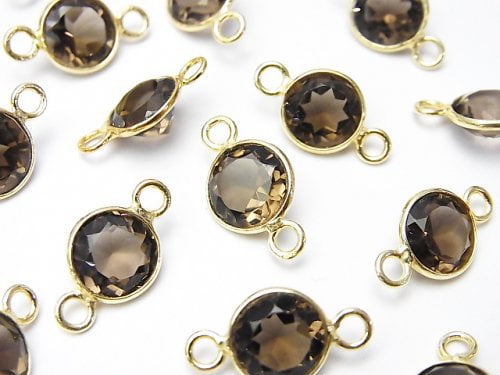 Bezel Setting, Coin, Smoky Quartz Gemstone Beads