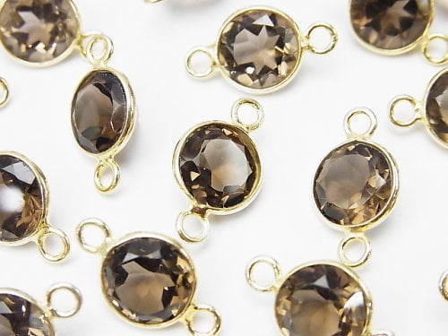 Bezel Setting, Coin, Smoky Quartz Gemstone Beads