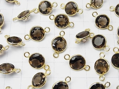 High Quality Smoky Quartz AAA Bezel Setting Coin Faceted 10x10mm [Both Side ] 18KGP 3pcs $7.79!