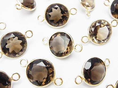 Bezel Setting, Coin, Smoky Quartz Gemstone Beads