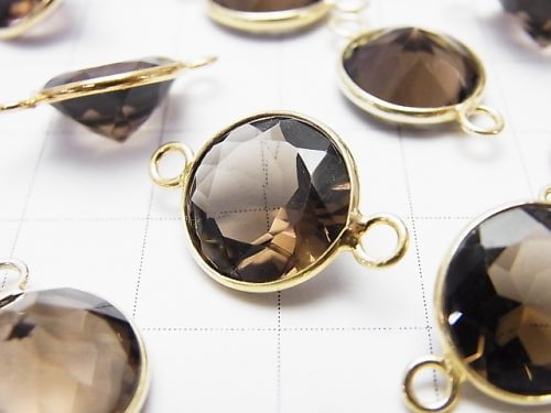 High Quality Smoky Quartz AAA Bezel Setting Coin Faceted 13x13mm [Both Side ] 18KGP 3pcs $11.79!