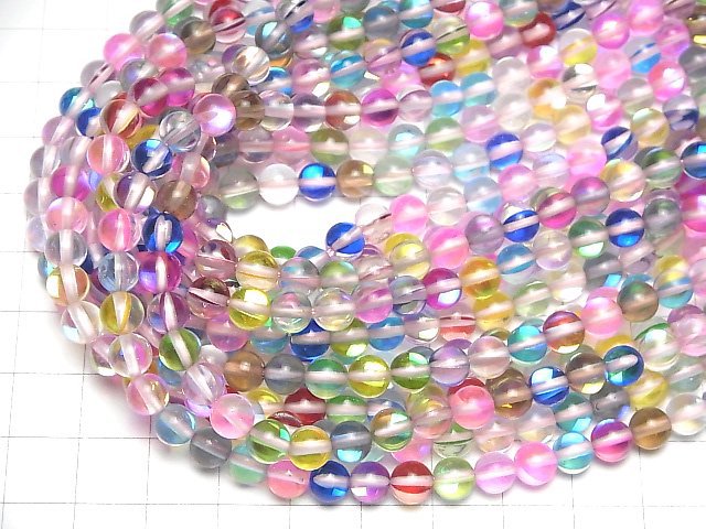 [Video] Multicolor Luna Flash Round 6mm 1strand beads (aprx.15inch/36cm)