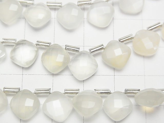 [Video] High Quality White Moonstone AAA Diamond Shape (Cushion Cut) 9x9mm half or 1strand (18pcs ).