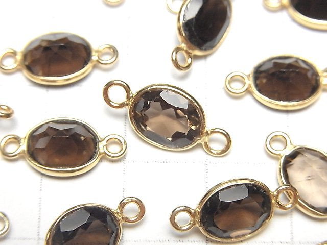 [Video] High Quality Smoky Quartz AAA Bezel Setting Oval Faceted 10x8mm [Both Side ] 18KGP 3pcs