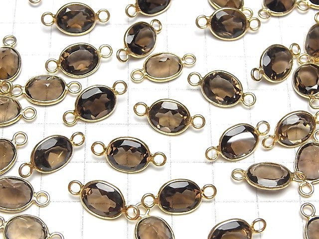 [Video] High Quality Smoky Quartz AAA Bezel Setting Oval Faceted 11x9mm [Both Side ] 18KGP 3pcs $7.79!