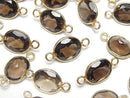 [Video]High Quality Smoky Quartz AAA Bezel Setting Oval Faceted 13x10mm [Both Side] 18KGP 3pcs