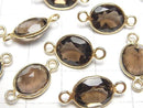 [Video]High Quality Smoky Quartz AAA Bezel Setting Oval Faceted 13x10mm [Both Side] 18KGP 3pcs
