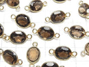 [Video]High Quality Smoky Quartz AAA Bezel Setting Oval Faceted 13x10mm [Both Side] 18KGP 3pcs