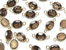 [Video]High Quality Smoky Quartz AAA Bezel Setting Oval Faceted 13x10mm [Both Side] 18KGP 3pcs