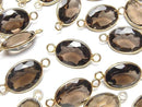 [Video]High Quality Smoky Quartz AAA Bezel Setting Oval Faceted 15x11mm [Both Side] 18KGP 3pcs