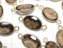 [Video]High Quality Smoky Quartz AAA Bezel Setting Oval Faceted 15x11mm [Both Side] 18KGP 3pcs