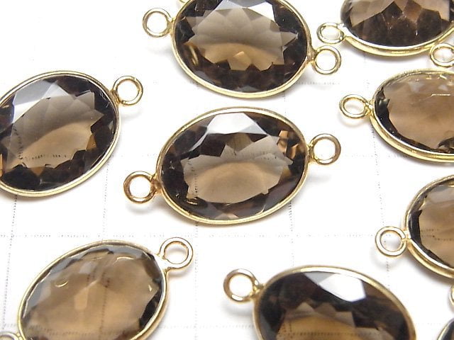 [Video] High Quality Smoky Quartz AAA Bezel Setting Oval Faceted 17x13mm [Both Side ] 18KGP 3pcs $13.99!