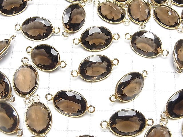 [Video] High Quality Smoky Quartz AAA Bezel Setting Oval Faceted 17x13mm [Both Side ] 18KGP 3pcs $13.99!