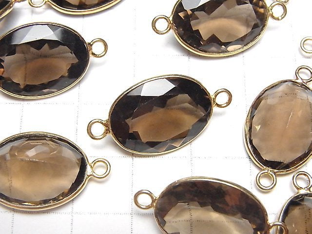 [Video] High Quality Smoky Quartz AAA Bezel Setting Oval Faceted 19x14mm [Both Side ] 18KGP 3pcs $14.99!