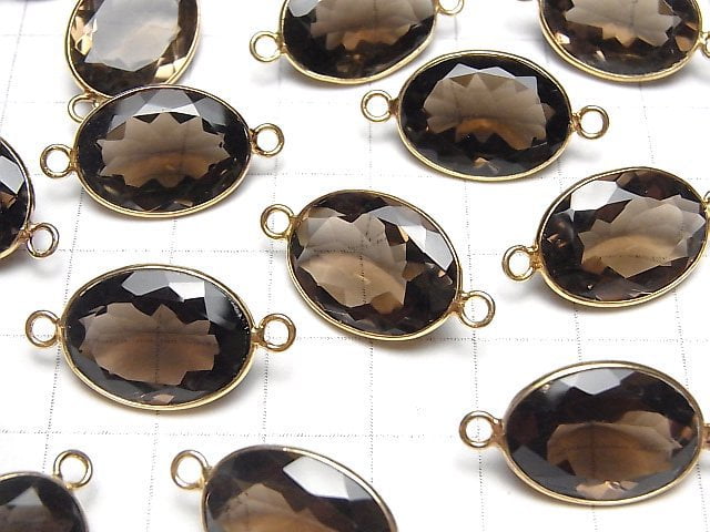 [Video] High Quality Smoky Quartz AAA Bezel Setting Oval Faceted 19x14mm [Both Side ] 18KGP 3pcs $14.99!